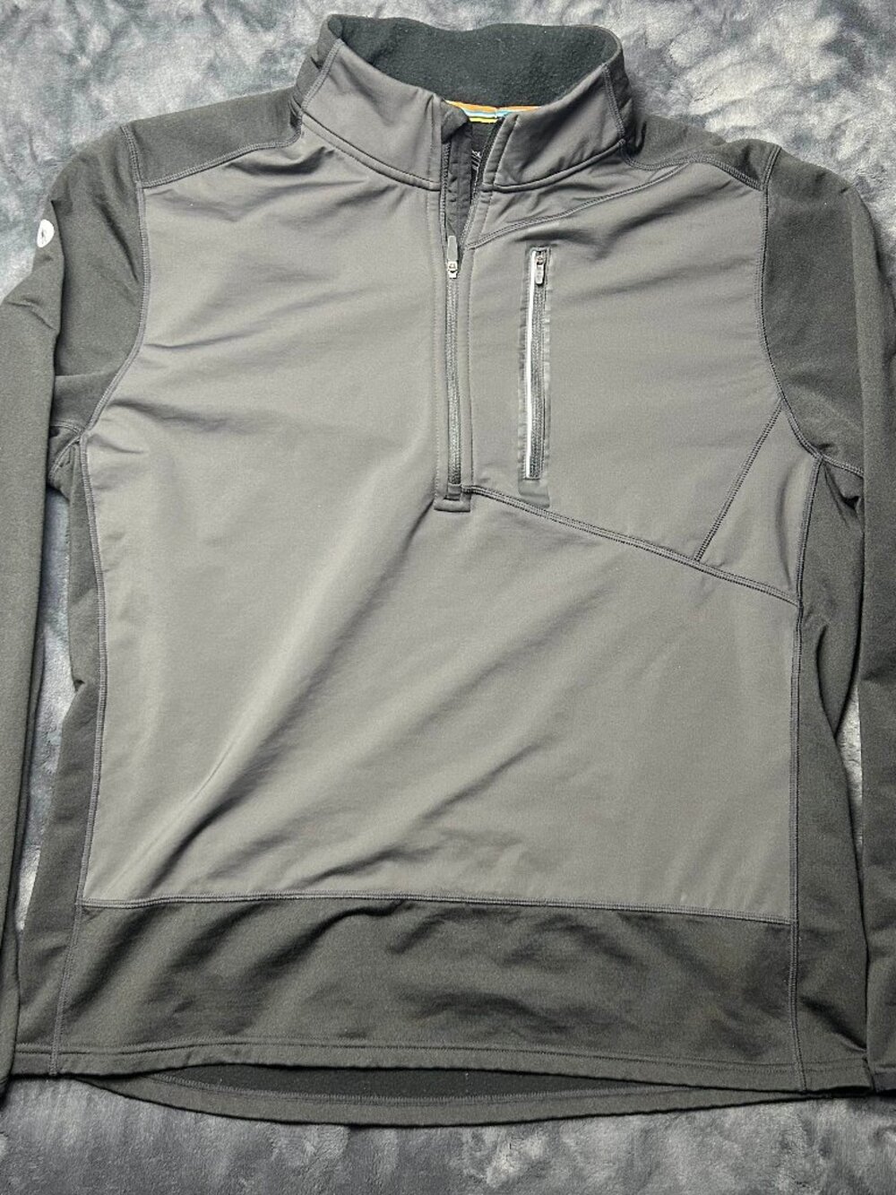Mens Smartwool Xl Long Sleeve Quarter Zip Pullover Fleece Lined Gray Black